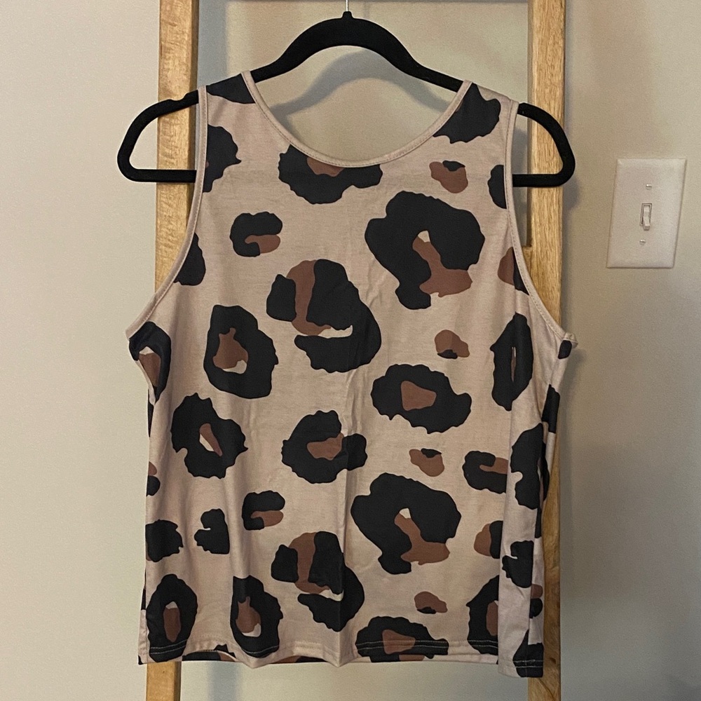 SHEIN Brown and Black Animal Print Tank Top